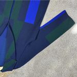 St. John 100% Wool Long Sweater Cardigan Blazer Colorblock in Navy Green L Photo 3