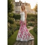 Ellie Wilde  Mon Cherie‎ White Pink Floral Embroidered Mermaid Prom Dress Photo 1