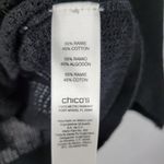 Chico's  Women's Sweater 1 Black Open Knit Dolman Sleeves Square Neck Pullover Photo 9