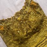 Handmade Floral Embroidered Gold Crop Top Photo 1