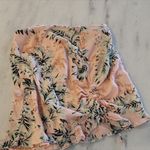 Dizzy Gal Peach & Green Tropical Ruffle Hem Cinched Side Mini Skirt Large Photo 3