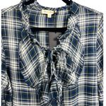 Jane and Delancey NWT  Boho Plaid Lace Up Blouse Top Size‎ Large Bohemian Peasant Photo 4