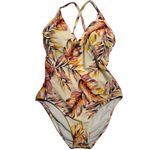 Kona Sol  V-Neck Cross Back Floral Print Medium Coverage onepiece swimsuit Size M Photo 2