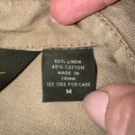 Eddie Bauer  Women Tan Linen Cotton Utility Jacket Button Up Roll Tab Sleeve M Photo 4