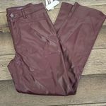 Joie  Burgundy Vegan Leather Pants Photo 4