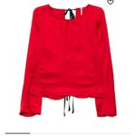 Free People NWT Arabella Satin Rubies Red Tie Back Blouse Sz XS Party Going Out Photo 12
