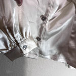 New House of Aama X Target Satin Blouse Shirt Ivory Bow neck sz XL NWT career Photo 3