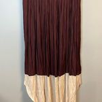 Ulla Johnson Dress Colorblock Maroon Cream Pleated Midi Sheath Raw Hem Sz 4 EUC Photo 4
