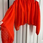 Shinestar Juniors XL Orange Sheer Puff Sleeve Bustier Crop Top Photo 2