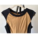 Victor Alfaro Tan Black Color Block Dress Size Medium Cap Sleeve Photo 2