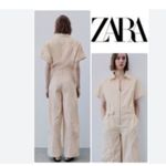 ZARA NWOT  FULL LENGTH GABARDINE JUMPSUIT BLOGGERS FAV Photo 1