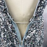 Y2K Sequin Skater Dress Size Medium Party Disco Glam Evening Nightout Showgirl Silver Photo 5