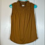 Sundance  Everyday Essence Burnt Orange Smocked Mock Neck Shirt Small EUC #0449 Photo 1