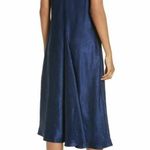 Vince NWT  Asymmetrical Crinkled Satin Midi in Ink Blue Bias Cut Dress L $295 Photo 1