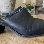 BRUNO® VALENTI Black Genuine Leather Block Heel Brazil Women’s Mules Size 6M Photo 0