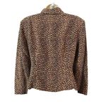 Allison Taylor  Animal Print Silk Blazer Jacket Full Zip Lined Black Brown Size S Photo 3