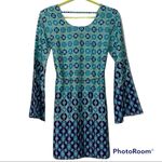 Red Camel  XS women’s scoop neck dress with bell sleeves and belt geometric print Photo 1