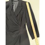 MNG Blazer Dress Women 8 Back Zip V Neck Lapel Faux Wrap Workwear Career Wedding Black Photo 4