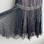 Vintage Art Deco Flapper Gatsy Sequin Jewel Black Silk Party Mini Flapper Dress Photo 8