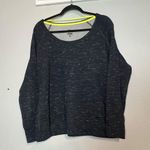 Nike Dri-Fit Women Gym Epic Fleck Pullover Sweatshirt XL Navy Lime Green Photo 0