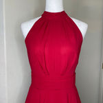 iEFiEL Burgundy Sleeveless Halter Neck High-Low Flare Evening Party Dress Sz 4 Photo 6