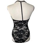 Boohoo Black Floral Sheer Lace Strappy Bodysuit Size 6 Photo 1