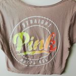 Victoria's Secret Pink Straight Outa Bed T Shirt Raglan Graphic Tee Top Beige M Photo 5