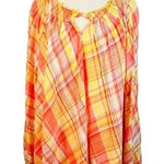 Lane Bryant MADRAS PLAID PEASANT TOP BRIGHT COLORS WOMEN PLUS SIZE 18/20 Photo 0