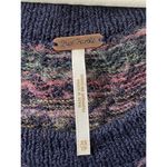 Free People Long Sweater Sz XS 3/4 Sleeves Cotton Navy Blue w Multi-color Upper Photo 4