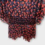 IRO  River Smocked Fil Coupe Mini Dress Women's Size 2‎ Red Blue Silk Blend Print Photo 10