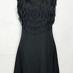 YA Los Angeles  Black Front Fringe A-Line Dress Sz M Photo 0