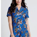 Modcloth "Summer Camp Solstice" Blue Floral Button Front Romper Size 4 NWT!!! Photo 0