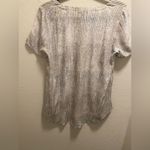 Eileen Fisher  Metaphor Print Almond Ballet 100% Silk Short Sleeve Blouse Photo 10