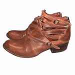 FREEBIRD by Steven Cognac Brown Distressed Leather Booties Boots size 9 Photo 1