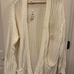 American Eagle  Medium Chunky Knit Open front Cardigan Sweater Cream NWT Flawed Photo 0