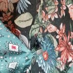 Anthropologie  TINY FLORAL TEAL MIXED MEDIA SHEER WRAP FRONT FLOWY BLOUSE S Photo 3