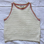 Sincerely Jules Sleeveless Sweater Crop Top Tank Womens XL Cream Knit Pink Photo 0