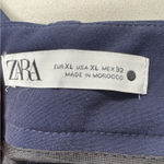 ZARA  Navy Blue High Waisted Pleated Dressy Shorts Womens XL Preppy Chino Classic Photo 2