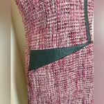 WORTH‎ pink tweed sheath dress, grey leather trim, sleeveless, back zip. 4 Size 6 Photo 2