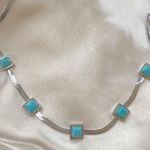Silver Plated turquoise necklace snake chain Stainless Steel womens jewelry Blue Photo 1