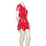 Gilner Farrar Dress Finley Flower Print Red Mini Ruffles Crinkly Fabric Medium Photo 5