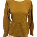Madewell  Textured Tan Long Sleeve Blouse Photo 0
