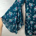 WAYF Teal Blue Floral Bell Sleeve Dress Size L Photo 5