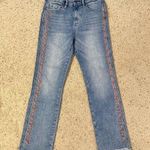 Buffalo David Bitton  ivy straight ankle frayed hem embroidered jeans Photo 0