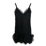 Milly NYC ruffle Lace Trim Hem Dress Size 2 Cocktail Made In USA Cotton/Silk Black Photo 1
