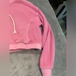 Aerie waffle knit sweatshirt zip up pink cropped medium Photo 3
