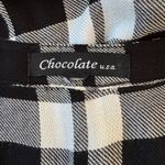 Chocolate USA Chocolate U.S.A. Black & White Plaid Print Long Sleeve Blouse Photo 4