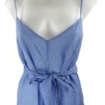 Club Monaco  Blue Stripe Sleeveless Tie Waist Open Back Cami Tank Romper Shorts 0 Photo 2