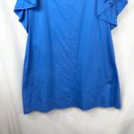 Crown & Ivy  Large Mini Dress Blue Dramatic Ruffle Sleeve Shift Solid Summer 1052 Photo 3