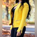 ZARA  Yellow Textured  Boucle Frill Jacket Photo 2